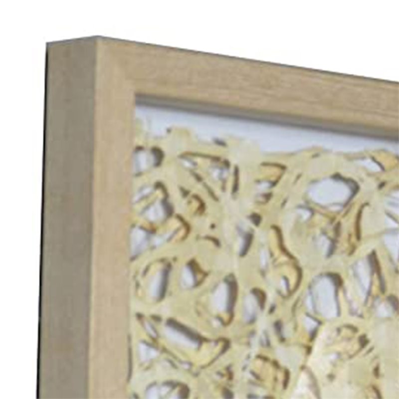 Wooden Shadow Box with Abstract Knot Pattern in Brown and Cream