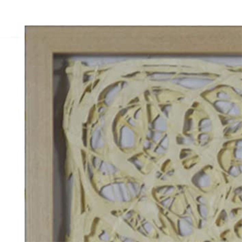 Wooden Frame Shadow Box with Abstract Knot Pattern in Brown and Cream