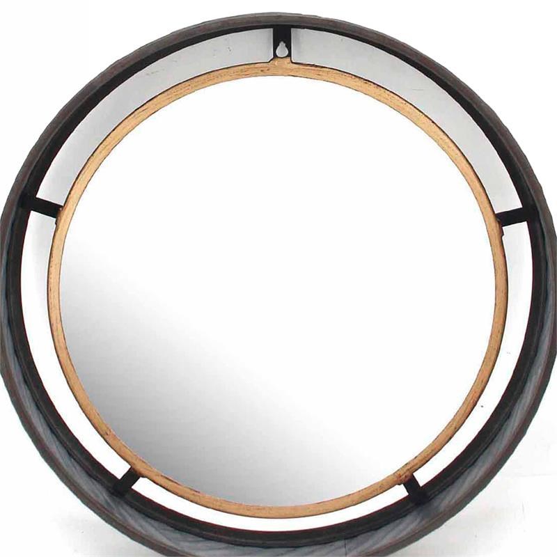 Round Metal Frame Wall Mirrors with set of Three in Gray and Gold