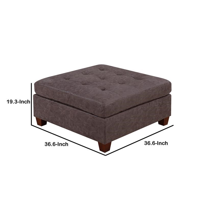 Contemporary Leatherette Rectangular tufted Ottoman in Dark Brown