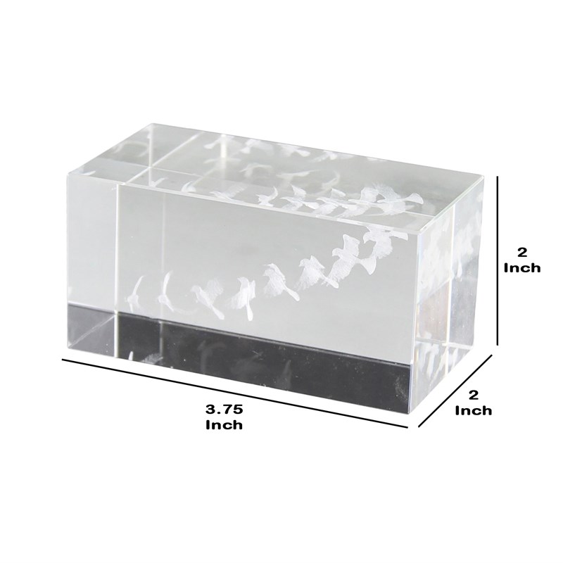 Rectangular Glass Hologram with Flying Birds in Clear