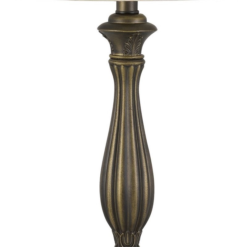 Turned Pedestal Stand Metal Table Lamp with Empire Shade in Antique Brass