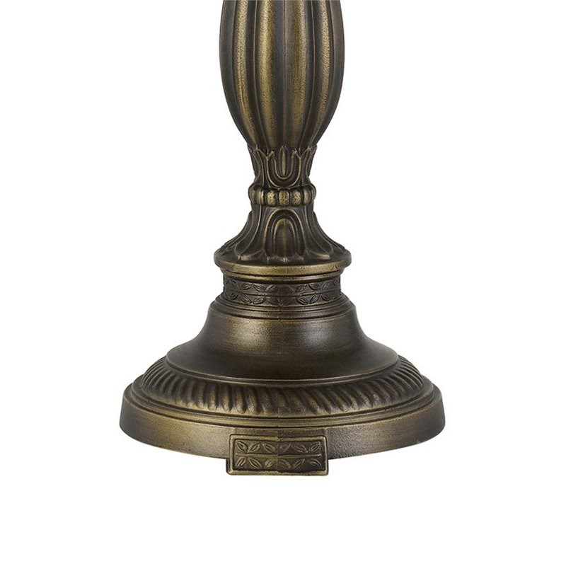 Turned Pedestal Stand Metal Table Lamp with Empire Shade in Antique Brass