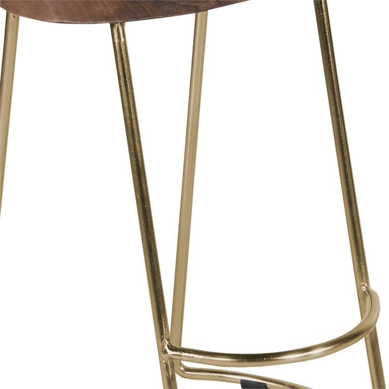 Counter Height Barstool   Saddle Seat & Tubular Frame Large Brown & Gold