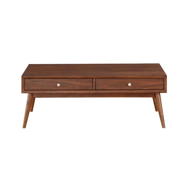 2 Drawer Wooden Coffee Table with Splayed Legs  Walnut Brown