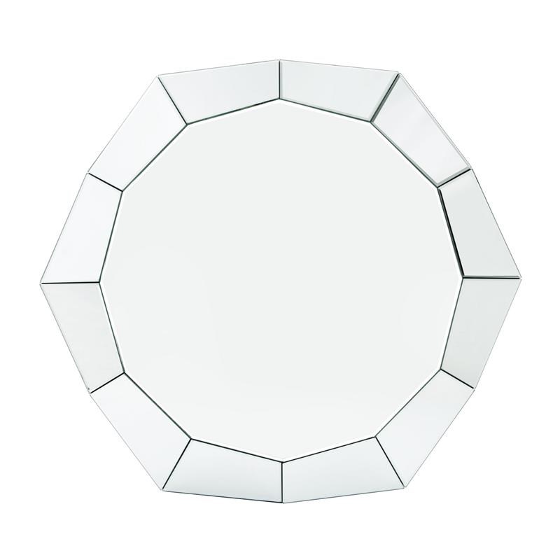 Mirror Octagonal Shape Coffee Table with Faux Diamond Inlays  Silver