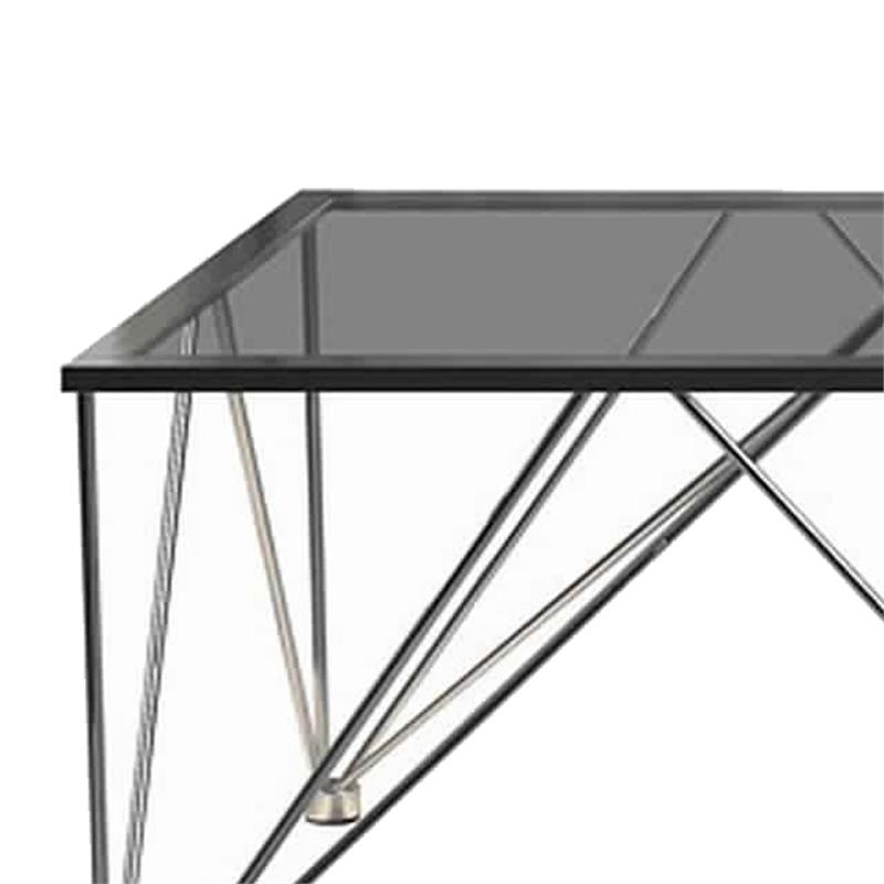 Rectangular Glass Top Coffee Table with V Metal Legs  Gray