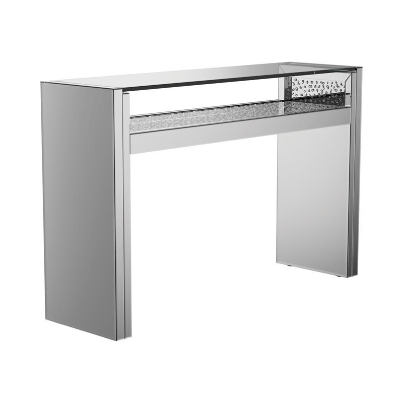 Metal Console Table with One Open Shelf  Silver and Chrome