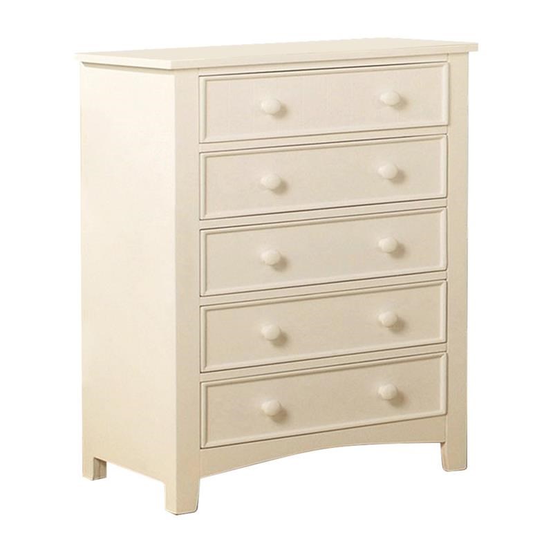 Sophisticated 5 Drawers Wooden Chest  White
