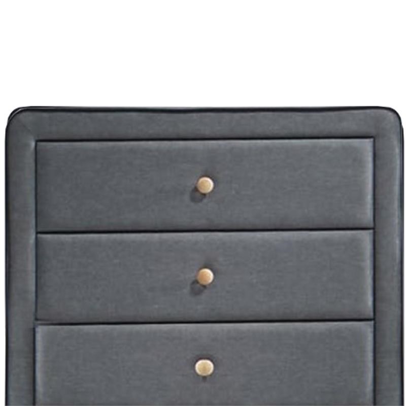 Transitional Style Wood and Fabric Upholstery Chest with 5 Drawers  Gray