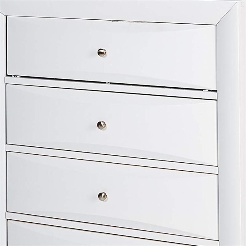 Spacious Wooden Chest with Beveled Drawer Fronts  White
