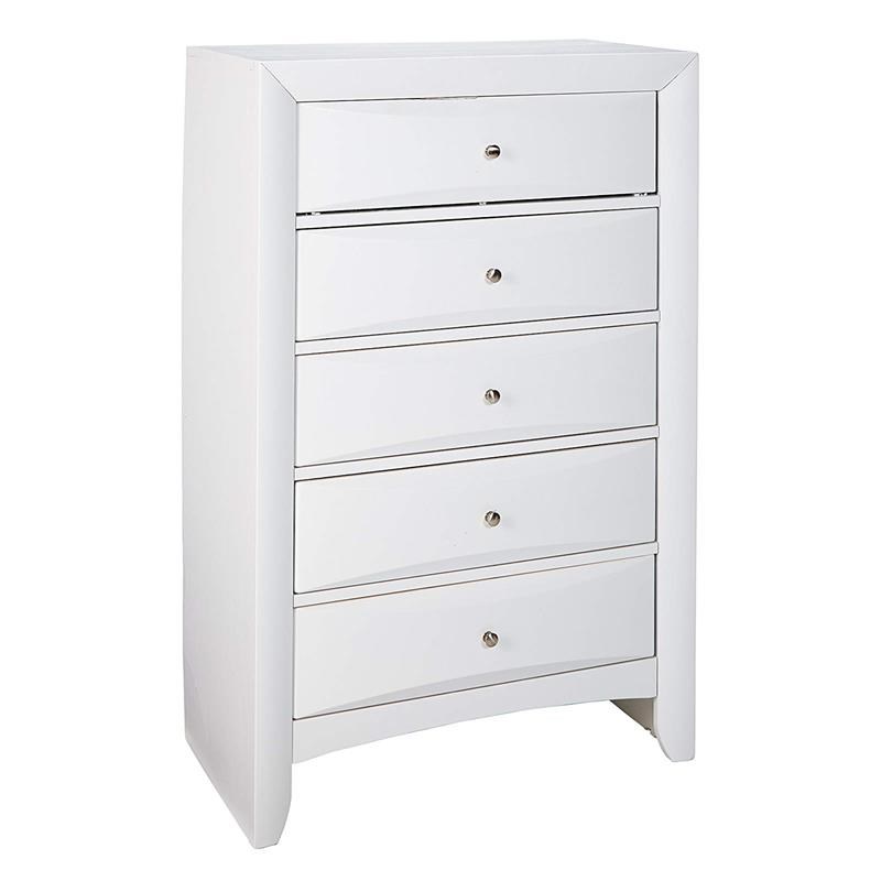 Spacious Wooden Chest with Beveled Drawer Fronts  White