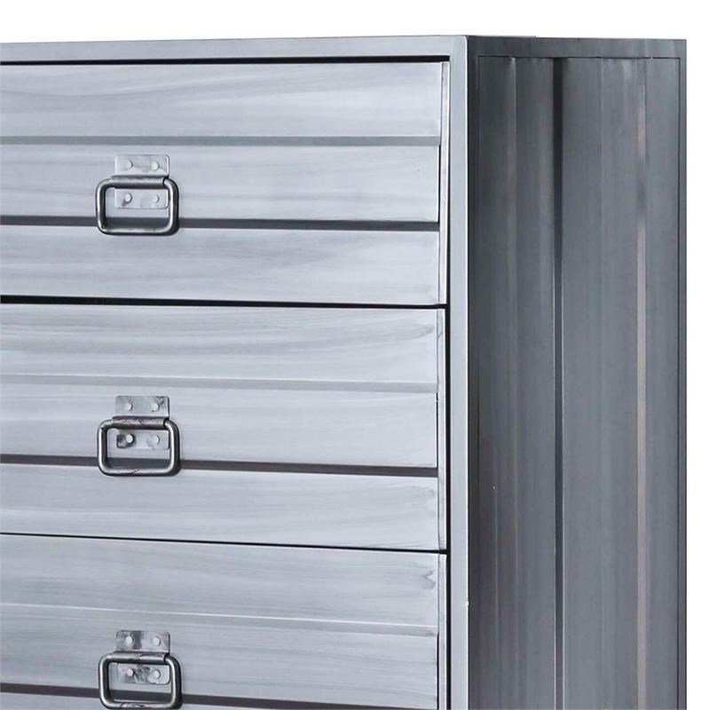 Industrial Style 5 Drawer Metal Chest with Spacious Storage  Gray