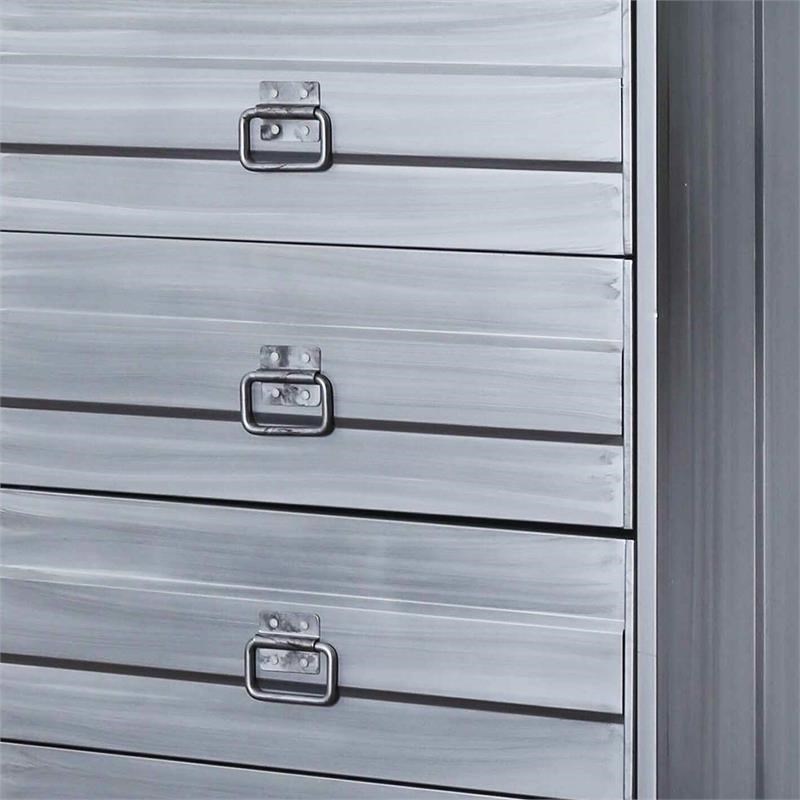 Industrial Style 5 Drawer Metal Chest with Spacious Storage  Gray