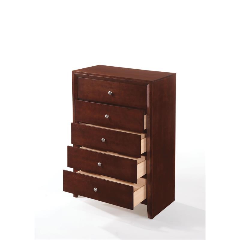 Contemporary Style Wooden Chest with 5 Storage Drawers  Brown