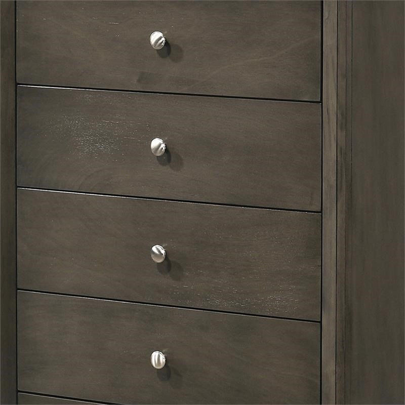 Transitional Style Wooden Chest with 5 Spacious Drawers  Gray