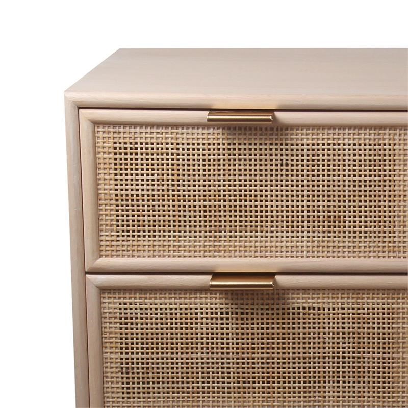 3 Drawer Wooden Accent Chest with Mesh Pattern Front  Light Brown