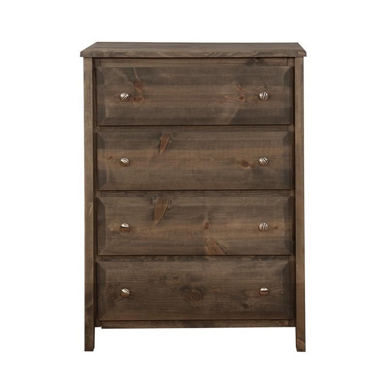 Transitional Style Wooden Chest with 4 Drawer Setup and Tapered Legs  Brown