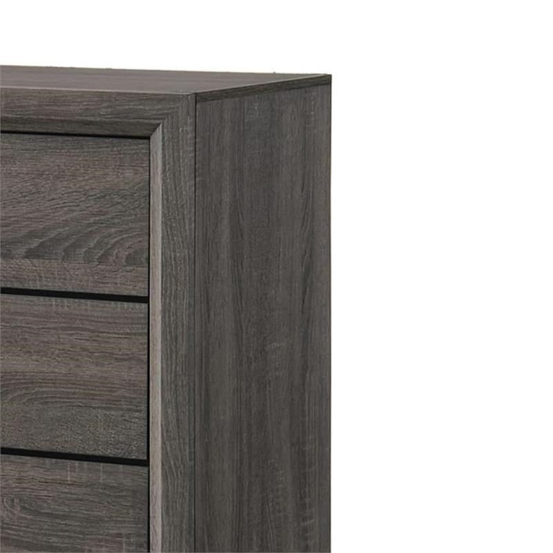 5 Drawer Transitional Chest with Chamfered Feet and Curved Handles  Gray