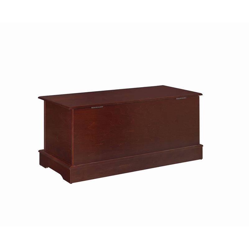 Traditional Style Lift Top Wooden Chest with Carved Details  Dark Brown