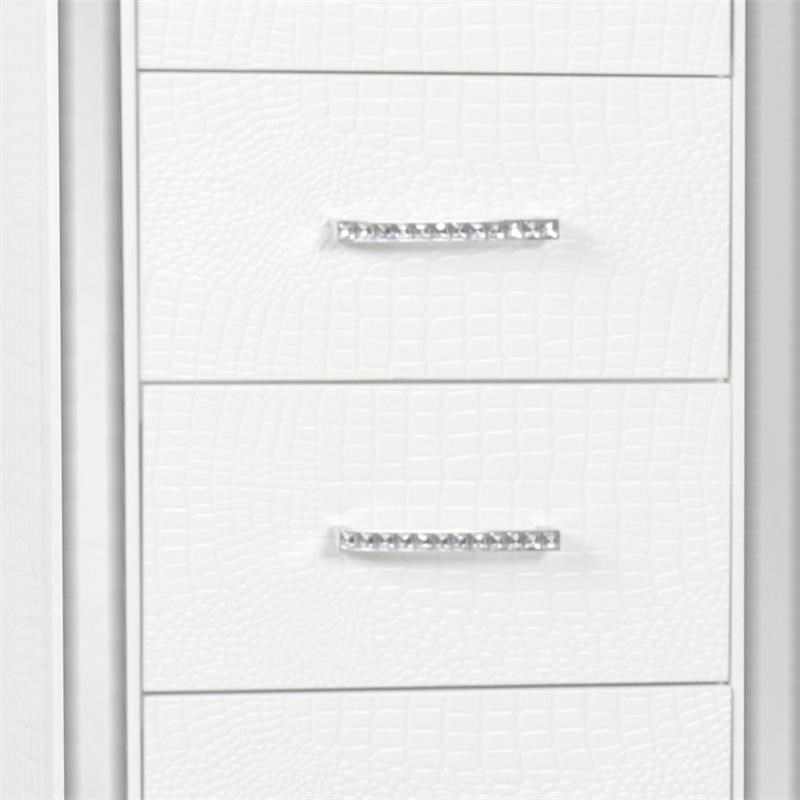 Modern Style Wooden Chest with Mock Croc Panels  White