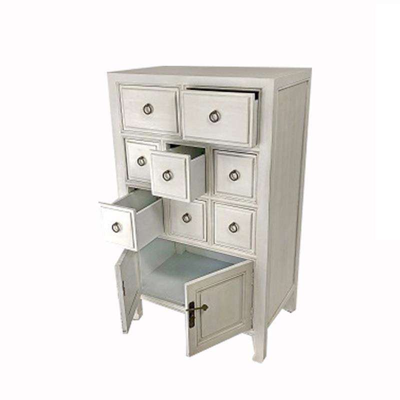 Wooden Chest with 8 Drawers and 2 Door Cabinets  White