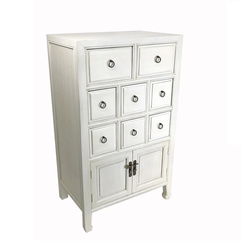 Wooden Chest with 8 Drawers and 2 Door Cabinets  White