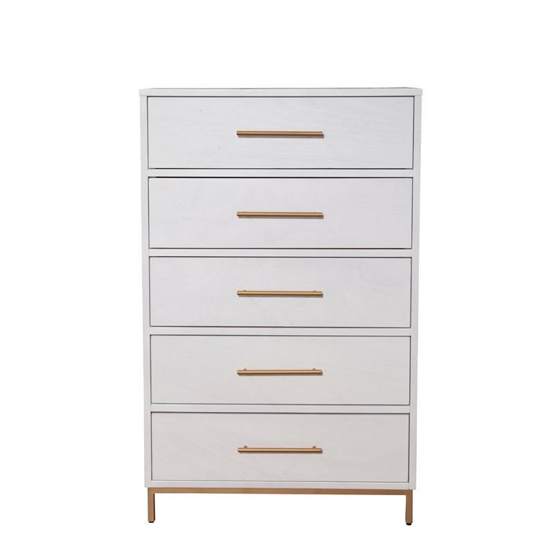 48 Inch 3 Drawer Wooden Chest with Metal Base  White