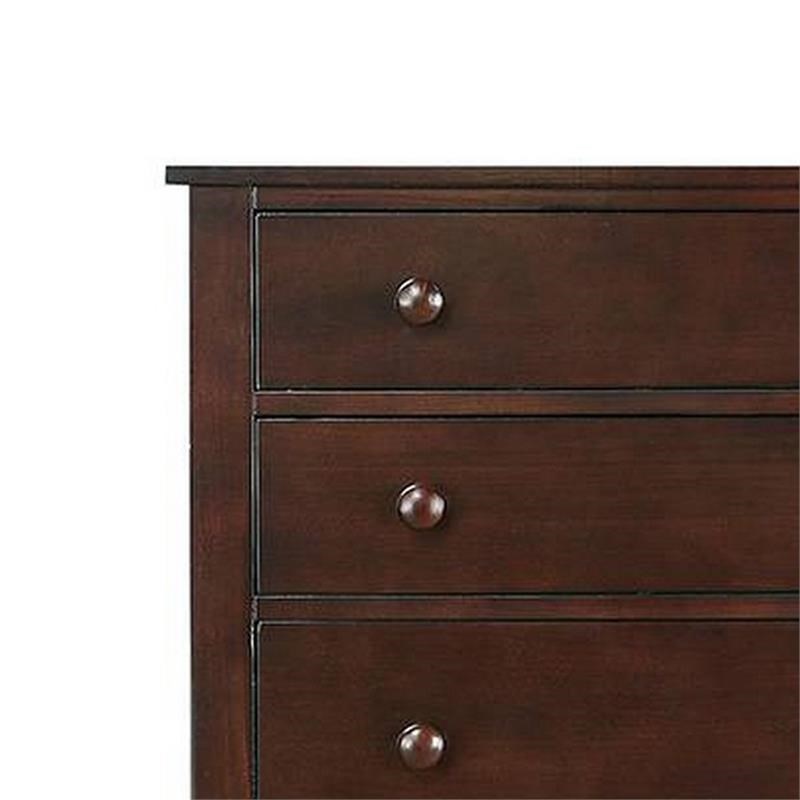 48 Inches 5 Drawer Wooden Chest with Round Knobs  Brown