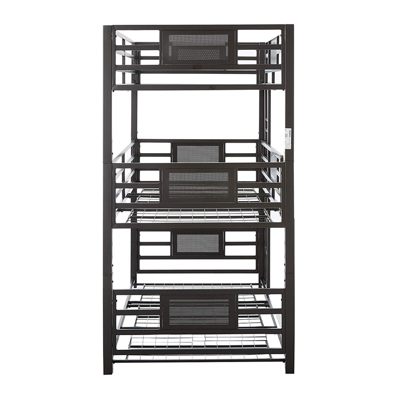 Metal Triple Bunk Bed with Built in Ladder  Bronze