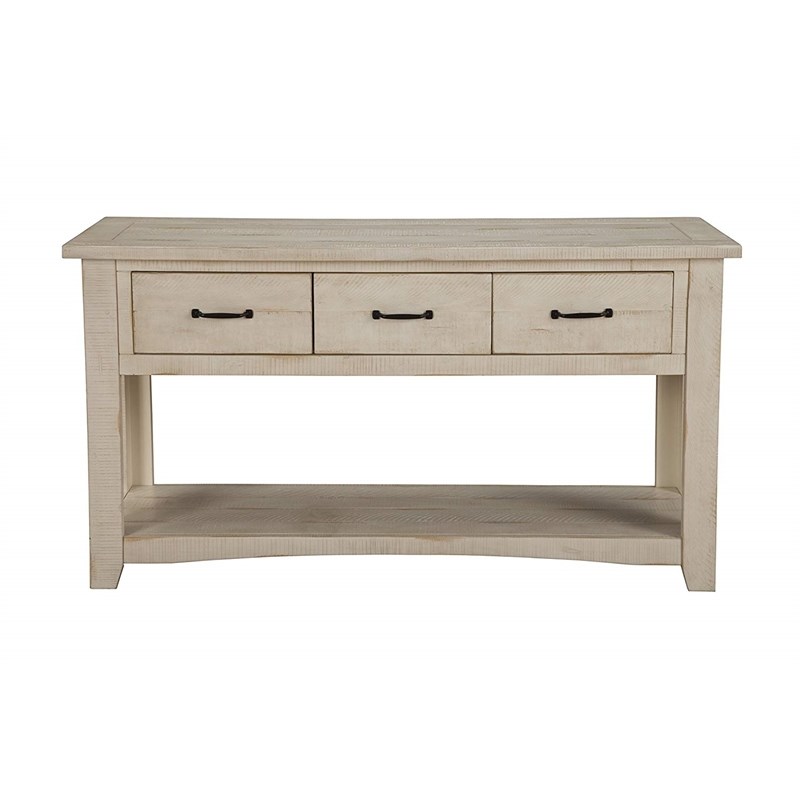 Wooden Console Table With Three Drawers  Antique White