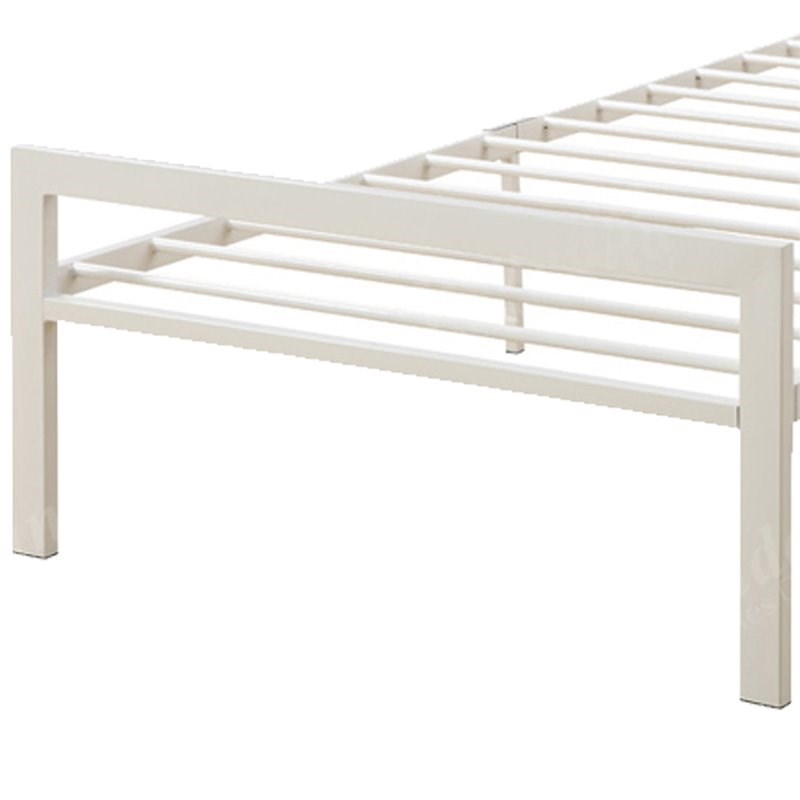 Benjara Transitional Metal Twin Bed with Leather Upholstered Headboard in White