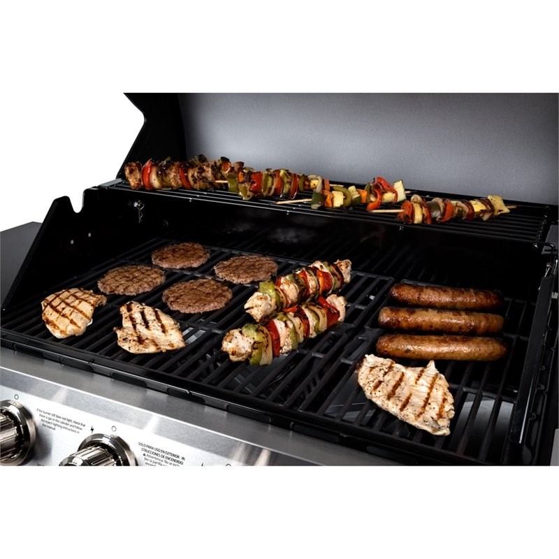 Dyna-Glo 5-burner Metal Open Cart Propane Gas Grill in Silver and Black