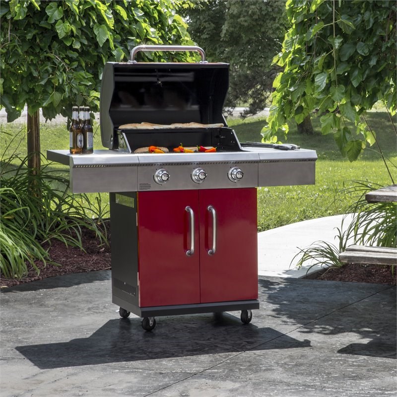 Dyna-Glo 3-burner Transitional Metal LP Gas Grill in Red Finish