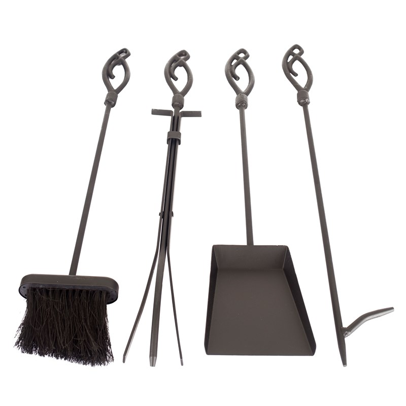 Pleasant Hearth Transitional Metal Gothic Fireplace Toolset in Black