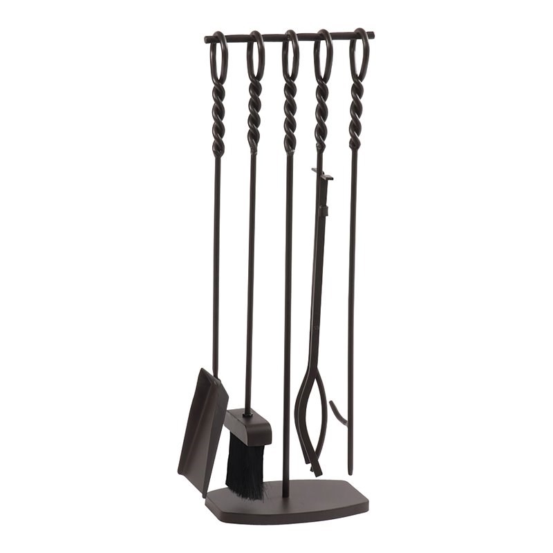 Pleasant Hearth Waverly 5-piece Metal Fireplace Toolset in Colonial Brown