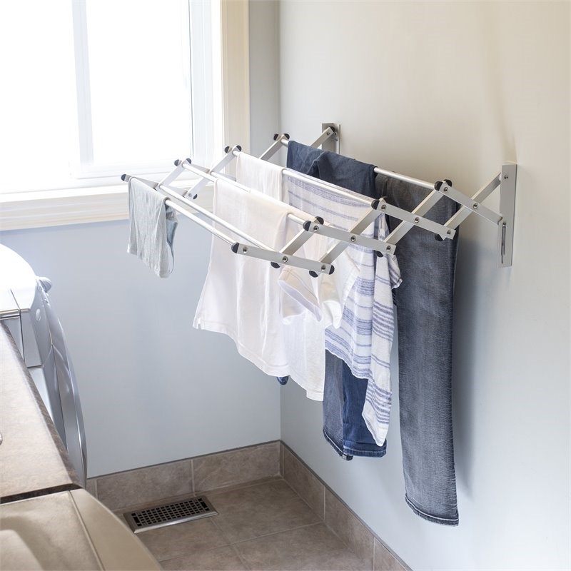 Greenway Stainless Steel Foldable Drying Rack with Optional Wall-Mount in Silver