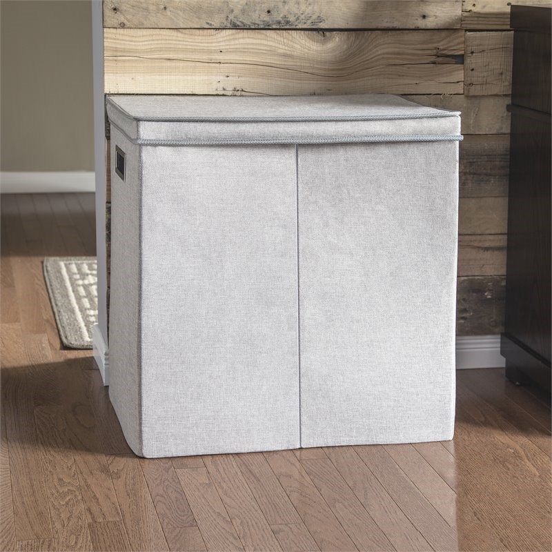 Greenway Fabric Collapsible Double Sorter Laundry Hamper in Gray