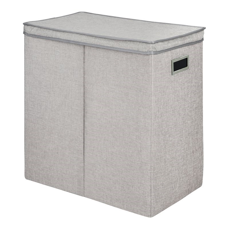 Greenway Fabric Collapsible Double Sorter Laundry Hamper in Gray