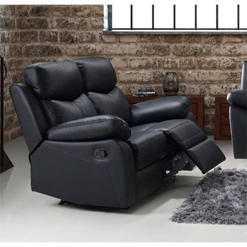 Bella Esprit 2-piece Solid Wood and Genuine Leather Match Sofa Set in Black