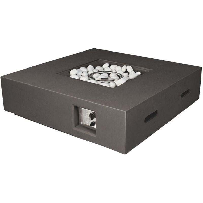 Lexora Home Brenta Outdoor Gas Fire Pit Table with Burner Kit in Dark Gray