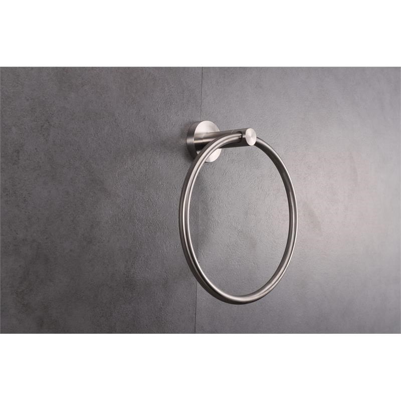 Lexora Home Bagno Nera Stainless Steel Towel Ring in Satin Nickel