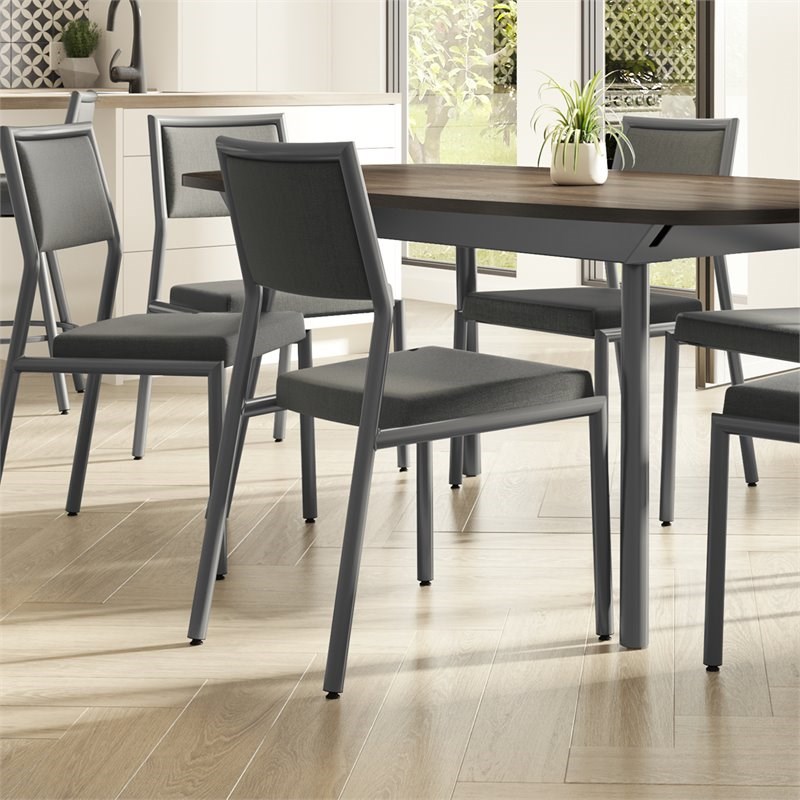 Amisco Jacob Polyester and Metal Dining Chair in Charcoal Gray/Matt Dark Gray