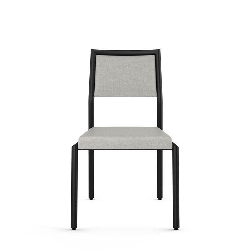 Amisco Jacob Dining Chair - Light Grey Polyester / Black Metal