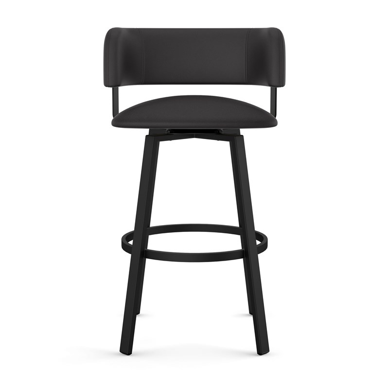 Amisco Stinson 26 In. Swivel Counter Stool - Black Faux Leather / Black Metal