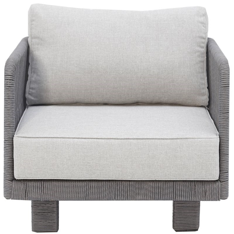 Cancun Aluminum Sofa Set with Dark Gray Rope in Silver Cushion