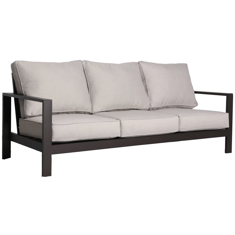 Atlantis Aluminum Frame Sofa and Club Chair Set in Brown/Silver Cushion