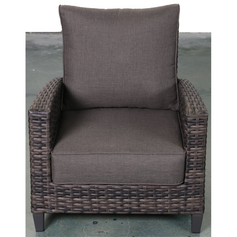 Barbados Two-Tone Dark Gray/Light Gray Wicker Sofa Set in Charcoal Cushion