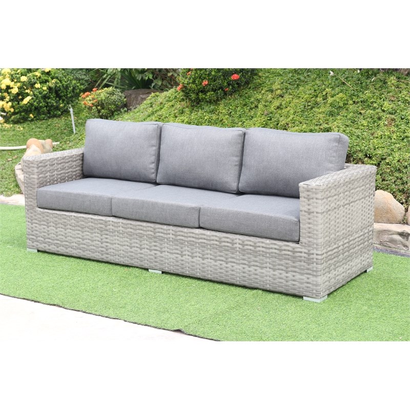 Teva Furniture Light Gray Miami Wicker / Rattan Sofa with Cushion