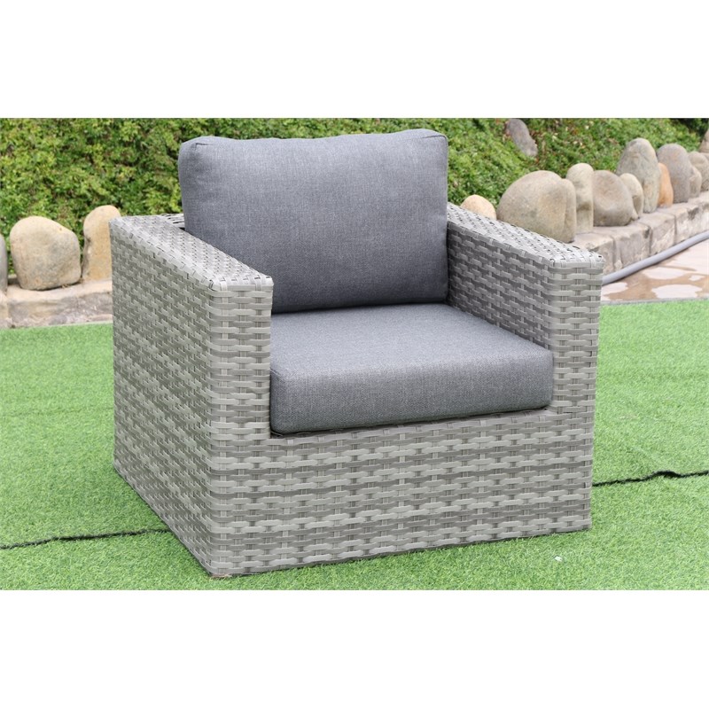 Teva Furniture Light Gray Miami Wicker / Rattan Deep Seating Set with Cushion